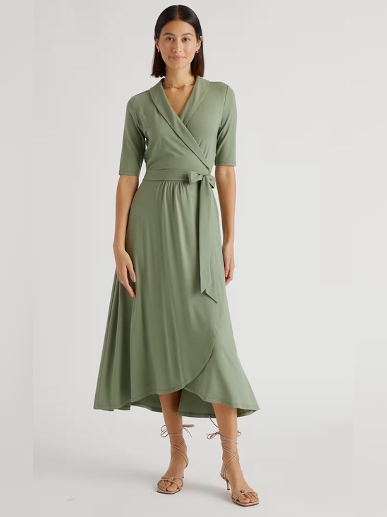 Quince Dresses & Skirts - QUINCE Tencel Jersey Midi Wrap Dress Sage Green L